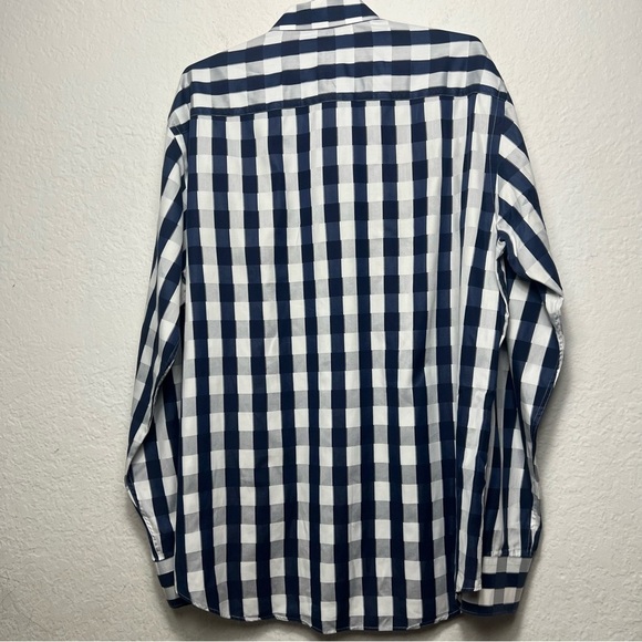 Bugatchi Uomo Navy and White Checkered Shirt - Picture 7 of 11